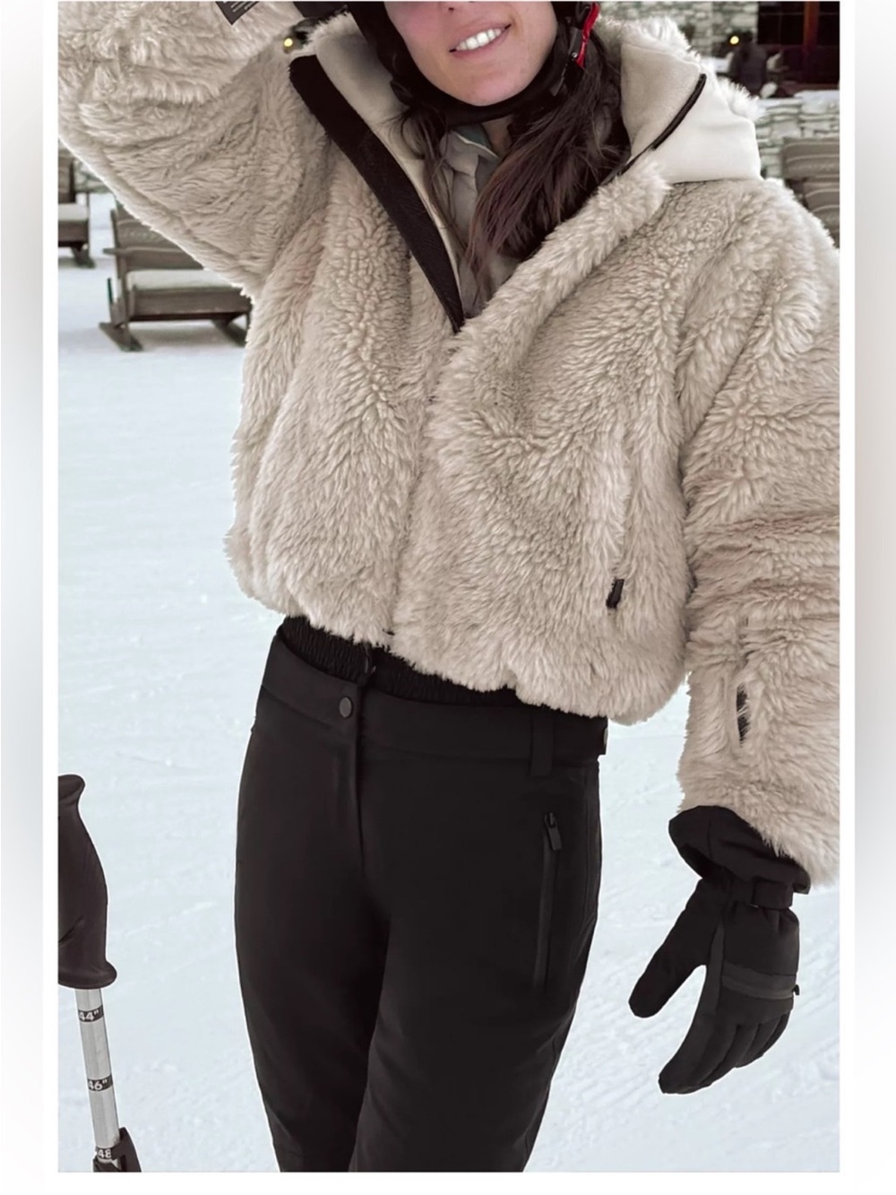 ZARA Cozy Plush Cropped Jacket in Beige - Women's Jacket & Coat